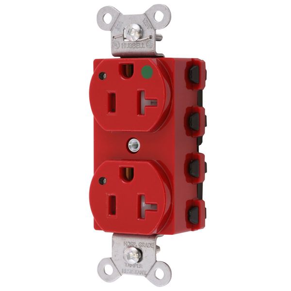 Hubbell Wiring Device-Kellems Straight Blade Devices, Receptacles, Duplex, SNAPConnect, Hospital Grade, Tamper Resistant, LED Indicator, 20A 125V, 5-20R SNAP8300RLTRA